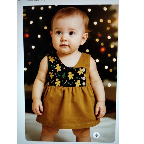 Baby Girl Christmas Dress – Gingerbread Holiday Outfit – Size 12M - Picture 3 of 10